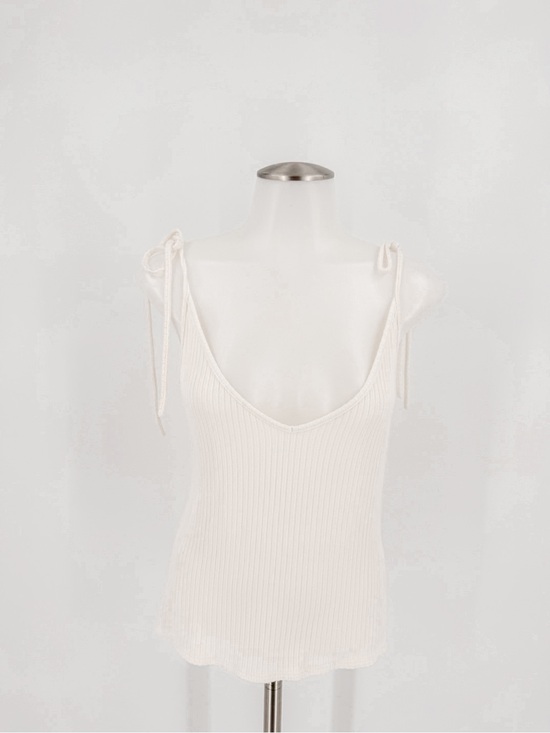 Reformation Tops - Reformation Cream Ribbed Tie-Shoulder Tank Top